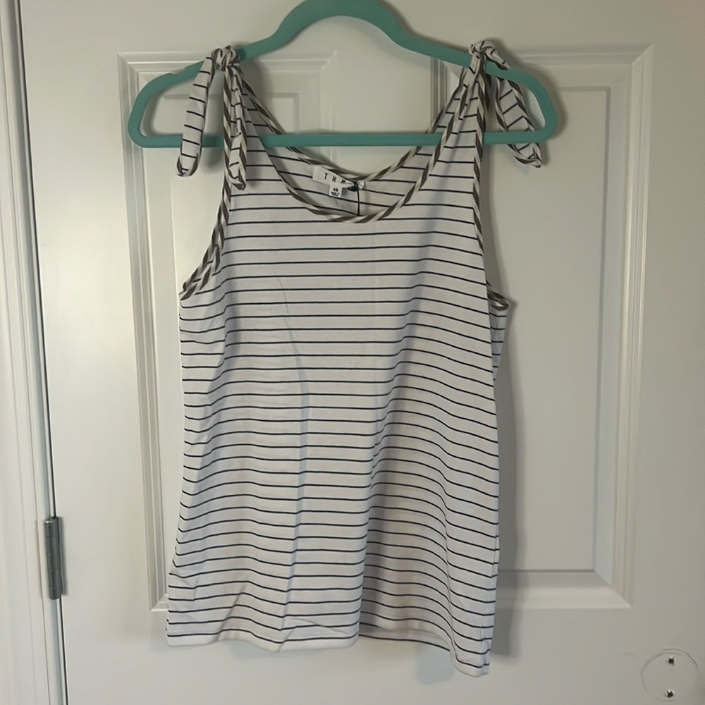 NWT THML Size XS Black & White Striped with Beige around the seams